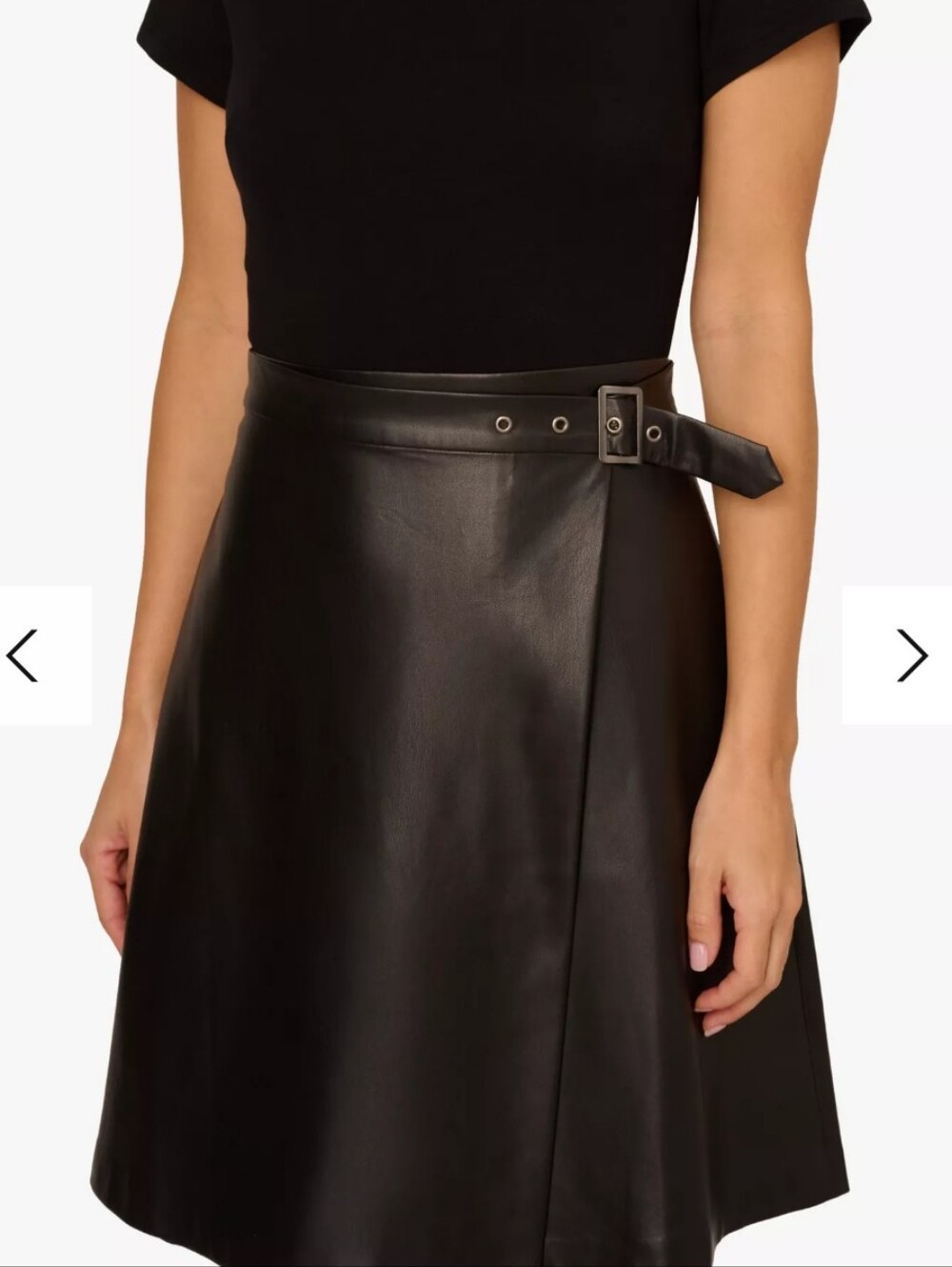 Adrianna Papell Ponte Faux Leather Dress, Black - Picture 5 of 12